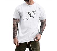 T Shirt Herren Sommer Tee Rundhals T-Shirt Männer Baumwolle Sportshirt Basic Tops Cotton Tee Streetwear Geschenk Papa,Dad,Freund,Männer Weiß XXL