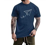 T Shirt Herren Sommer Tee Rundhals T-Shirt Männer Baumwolle Sportshirt Basic Tops Cotton Tee Streetwear Geschenk Papa,Dad,Freund,Männer Marine XXL