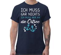 T-Shirt Herren - Sprüche Statement - Ich muss gar Nichts ich muss nur an die Ostsee - Maritime Ostsee Geschenkideen - 4XL - Navy Blau - Shirts mit Aufschrift Meer Tshirt Statements Baltic Shirt