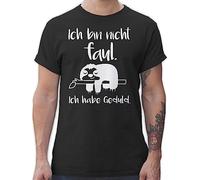 T-Shirt Herren - Sprüche Statement mit Spruch - Ich Bin Nicht faul weiß - S - Schwarz - mottoshirts spruchshirts sprueche Sloth Coole-Fun-t-Shirts Shirt Motto Spruchshirt sprüchen faultier Shirts