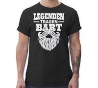 T-Shirt Herren - Sprüche Statement mit Spruch - Legenden tragen Bart weiß - L - Schwarz - Shirt männer Tshirt t Shirts Maenner t-Shirts für Tshirt/Spruch Kurzarm lustige Oberteil Tshirts Fun