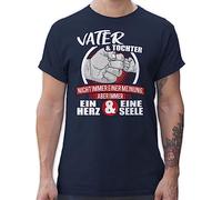 T-Shirt Herren - Sprüche Statement mit Spruch - Vater & Tochter Immer EIN Herz & eine Seele - weiß/rot - M - Navy Blau - Papa und Geschenke spruchshirts sprueche Vatertag Shirt Spruchshirt
