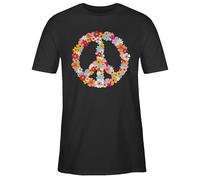 T-Shirt Herren - Sprüche Statement - Peace Flower Power Hippie Peace Zeichen I Friedenszeichen I 90er I 70er - XXL - Schwarz - Shirt 90 Party Shirts mit Aufschrift 90s Tshirt Oberteil Statements