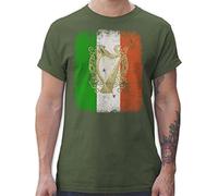 T-Shirt Herren - St. Patricks Day - Irland Irische Irish Flagge Flag - XL - Army Grün - Shirt Tshirt st.Patricks Sankt männer Tshirts Oberteil Patrick Shirts for st Paddys t dayshirt Ireland Saint