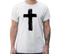 T-Shirt Herren - Symbol und Zeichen Outfit - Kreuz Vintage - M - Weiß - Tshirt christlich christliche t-Shirts mit christlicher christliches Shirt einem christlichen Motiven für männer Symbole