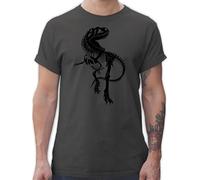 T-Shirt Herren - Tiere Meerschweinchen Hase & Co. - T-Rex Skelett - schwarz - XL - Dunkelgrau - Dino Shirt Mann Tshirt Tier tiermotiv trex tishirt Animal Dinosaurier Shirts männer tiermotive