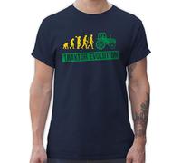 T-Shirt Herren - Traktoren - Traktor Evolution - L - Navy Blau - Geschenke für Landwirte Bauer Tshirt Landwirt trecker Shirt männer mit Landwirtschaft Mensch Shirts traktorfan Tshirts Bauern