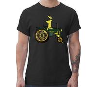 T-Shirt Herren - Traktoren - Traktor Hirsch Deer - 3XL - Schwarz - Bauer Tshirt Landwirt trecker Shirt Landwirtschaft Tractors Tshirts traktorfan tracktoren Shirts männer Bauern für traktorfans t