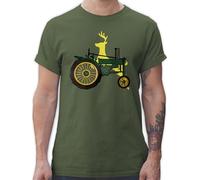T-Shirt Herren - Traktoren - Traktor Hirsch Deer - M - Army Grün - Bauer Tshirt Landwirt trecker Shirt Landwirtschaft Tractors Tshirts traktorfan tracktoren Shirts männer Bauern für traktorfans t