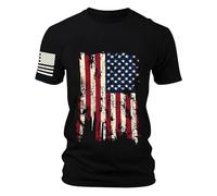 T Shirt Herren Unabhängigkeitstag T Shirts Tops Herren Casual Rundhals Kurzarm Unabhängigkeitstag Flagge Print Klassischer Rundhals Muscle Shirt Vintage Bedrucktes Kurzarm Tshirts Sportshirts
