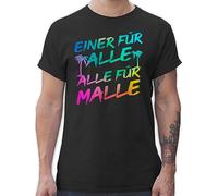 T-Shirt Herren - Urlaub - Einer für alle Alle für Malle I Mallorca Party I Malle für alle - XXL - Schwarz - Gruppen Tshirt Vacation Reise Coole-Fun-t-Shirts Mallorca-Outfit sprüche Tshirts