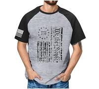 T-Shirt Herren V-Ausschnitt Herren Hemd Kurzarm Weiß Polohemd Herren Rundhals Musterdruck Raglanärmel Muskelshirt Slim Fit Sommer T Shirt Kurzarm Uncle Sam T Shirt Poloshirt Schwarz (Grau, Xl)