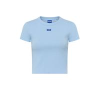 T-Shirt HUGO "Baby Tee", Damen, Gr. XL (42), open blau 477, Single Jersey, Obermaterial: 96% Baumwolle, 4% Elasthan, unifarben, slim fit bauchfrei, Rundhals, Shirts T-Shirt, in verkürzter Länge (47342