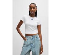 T-Shirt HUGO BLUE "Baby Tee", Damen, Gr. XXL, weiß, Single Jersey, Obermaterial: 96% Baumwolle, 4% Elasthan, unifarben, casual, slim fit bauchfrei, Rundhals, Kurzarm, Shirts, in verkürzter Länge (1930