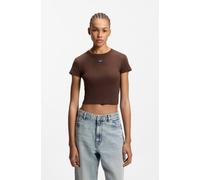 T-Shirt HUGO BLUE "Baby Tee", Damen, Gr. XXL (44), medium braun 210, Single Jersey, Obermaterial: 96% Baumwolle, 4% Elasthan, unifarben, slim fit bauchfrei, Rundhals, Shirts T-Shirt, in verkürzter Län