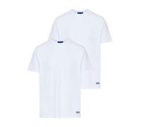 T-Shirt HUGO BLUE "BLUE Naolo", Herren, Gr. L, weiß (weiß100), Single Jersey, Obermaterial: 96% Baumwolle, 4% Elasthan, unifarben, regular fit hüftlang, Rundhals, Shirts T-Shirt, mit Markenlabel am Sa