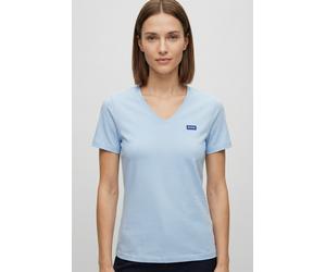 T-Shirt HUGO BLUE "Classic V", Damen, Gr. S (36), open blau 477, Single Jersey, Obermaterial: 100% Baumwolle, unifarben, regular fit normal, V-Ausschnitt, eingesetzt normaler Saum, Shirts T-Shirt, mit
