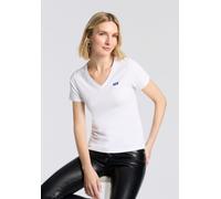 T-Shirt HUGO BLUE "Classic V", Damen, Gr. XL (42), weiß (weiß 100), Single Jersey, Obermaterial: 100% Baumwolle, unifarben, regular fit normal, V-Ausschnitt, eingesetzt normaler Saum, Shirts T-Shirt,