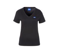T-Shirt HUGO BLUE "Classic V", Damen, Gr. XS, schwarz (schwarz 001), Single Jersey, Obermaterial: 100% Baumwolle, unifarben, regular fit normal, V-Ausschnitt, eingesetzt normaler Saum, Shirts T-Shirt,