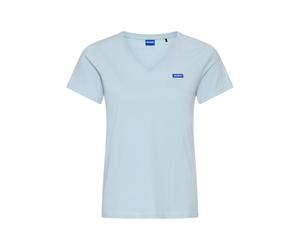 T-Shirt HUGO BLUE "Classic V", Damen, Gr. XXL (44), blau (light, pastel blau 452), Single Jersey, Obermaterial: 100% Baumwolle, unifarben, regular fit normal, V-Ausschnitt, eingesetzt normaler Saum, S