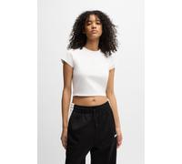 T-Shirt HUGO BLUE "Dome", Damen, Gr. XXL, weiß (weiß 100), Single Jersey, Obermaterial: 94% Baumwolle, 6% Elasthan, unifarben, kurz, Shirts T-Shirt, mit Logo Straß Glitzer Design (13846443-XXL) weiß 1