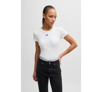 HUGO T-Shirt Easy Tee_B Slim-Fit gerippte Stretch-Baumwolle Rundhals Damen Weiß XS