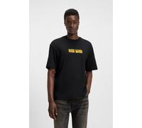 T-Shirt HUGO BLUE "Nedix", Damen, Gr. M, schwarz (schwarz001), Single Jersey, Obermaterial: 100% Baumwolle, bedruckt, unifarben, regular fit normal, Rundhals, Shirts T-Shirt, Rundhalsausschnitt, Regul