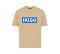T-Shirt HUGO BLUE "Nico", Damen, Gr. 3XL, medium beige269, Single Jersey, Obermaterial: 100% Baumwolle, regular fit hüftlang, Rundhals, Shirts T-Shirt, mit großem Logo-Print, Unisex (31261912-XXXL) me