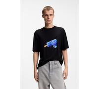 T-Shirt HUGO BLUE "Noglasy", Damen, Gr. XL, schwarz001, Single Jersey, Obermaterial: 100% Baumwolle, unifarben, regular fit hüftbedeckend, Rundhals, abgesteppte Kante, Shirts T-Shirt, mit Rundhals, re