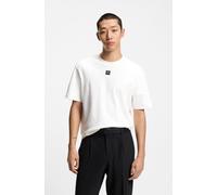 T-Shirt HUGO "Dalile Metal Logo", Herren, Gr. M, weiß (natural103), Single Jersey, Obermaterial: 100% Baumwolle, unifarben, regular fit normal, Rundhals, abgesteppte Kante, Shirts T-Shirt, Regular Fit