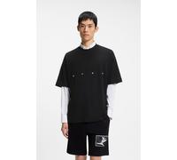 T-Shirt HUGO "Dariso", Herren, Gr. L, schwarz (schwarz001), Single Jersey, Obermaterial: 100% Baumwolle, unifarben, oversize normal, Rundhals, abgesteppte Kante, Shirts T-Shirt, Basic, Oversize Fit, r
