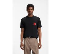 T-Shirt HUGO "Datril", Herren, Gr. L, schwarz (schwarz001), Single Jersey, Obermaterial: 100% Baumwolle, unifarben, regular fit normal, Rundhals, abgesteppte Kante, Shirts T-Shirt, Rundhalsausschnitt,