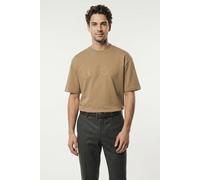 T-Shirt HUGO "Dinkee", Herren, Gr. M, beige (beige overflow928), Single Jersey, Obermaterial: 100% Baumwolle, oversize lang, Rundhals, abgesteppte Kante, Shirts T-Shirt, Oversized-Fit, reine Baumwolle