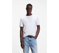 T-Shirt HUGO "Dorosi", Herren, Gr. L, weiß (weiß100), Single Jersey, Obermaterial: 100% Baumwolle, unifarben, regular fit normal, Rundhals, abgesteppte Kante, Shirts T-Shirt, Rundhalsausschnitt, Regul