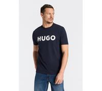 T-Shirt HUGO "Dulivio", Damen, Gr. L, dunkelblau405, Single Jersey, Obermaterial: 100% Baumwolle, unifarben, regular fit normal, Rundhals, abgesteppte Kante, Shirts T-Shirt, Rundhalsausschnitt, Regula