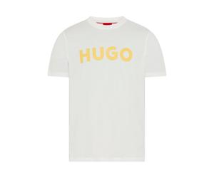 T-Shirt HUGO "Dulivio", Damen, Gr. L, natural103, Single Jersey, Obermaterial: 100% Baumwolle, unifarben, regular fit normal, Rundhals, abgesteppte Kante, Shirts T-Shirt, Rundhalsausschnitt, Regular F
