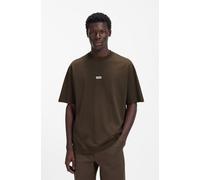 Hugo Blue Oversized T-Shirt aus reiner Baumwolle Modell 'NALONO' in Dunkelbraun, Größe L