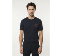 T-Shirt HUGO "Nemodo", Herren, Gr. XL, blau (dunkelblau405), Single Jersey, Obermaterial: 100% Baumwolle, unifarben, regular fit normal, Rundhals, abgesteppte Kante, Shirts T-Shirt, Rundhalsausschnitt