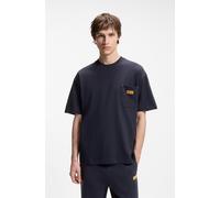 HUGO Loose-Fit T-Shirt aus Baumwolle mit Logo-Patch aus Veloursleder - Style Nevado, 50564045 Dunkelblau XL