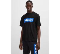 Hugo T-Shirt Nico - Baumwoll-Jersey, blaues Logo, Kurzarm - Schwarz XXL