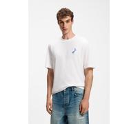 HUGO T-Shirt aus Baumwolle mit Wüsten-Print und Rundhalsausschnitt - Style Noxwash, 50569865 Weiß L