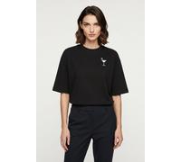 T-Shirt HUGO BLUE "Oversized Tee", Damen, Gr. S, schwarz 001, Single Jersey, Obermaterial: 100% Baumwolle, unifarben, oversize hüftbedeckend, Rundhals, abgesteppte Kante, Shirts T-Shirt, mit Print, Ru