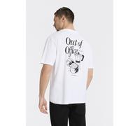 T-Shirt HUGO "Oversized Tee", Damen, Gr. XXL, weiß 100, Single Jersey, Obermaterial: 100% Baumwolle, unifarben, oversize hüftbedeckend, Rundhals, abgesteppte Kante, Shirts T-Shirt, mit Print, Rundhals