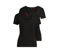 HUGO Twin Basic Damen T-Shirt pechschwarz (2er Pack) - M
