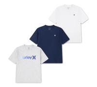 T-Shirt HURLEY "CORE LOGO TEE 3PK HRLB-3K-9316", Jungen, Gr. XL, grau heather, Obermaterial: 60% Baumwolle, 40% Polyester, Shirts T-Shirt, für Jugendliche, passgenauer Schnitt, pflegeleicht (27663017-
