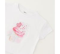 T-Shirt IDO "BABY GIRL SUMMER T-SHIRT", Mädchen, Gr. 3A, weiß (optical weiß), 94% Baumwolle, 6% Elasthan, Shirts T-Shirt (62241612-98) optical weiß