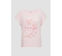 s.Oliver RED LABEL Relaxed Fit T-Shirt aus Baumwoll-Viskose-Mix mit Artwork Print in Rosa, Größe 42