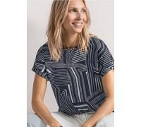 Street One Frauen T-Shirt im Silk-Look mit Rundhals in Blau, Gr: 44