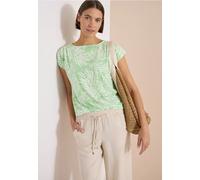 Blusenshirt CECIL, Damen, Gr. XL (44), grün (bamboo grün), Stoff, 65% Polyester, 35% Viskose, geblümt, normal normal, Rundhals, abgesteppt, Shirts Blusenshirt, mit Elastikbund (47277215-XL) bamboo grü