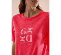 Kurzarmshirt CECIL, Damen, Gr. L (42), fresh rot, Jersey, Obermaterial: 55% Polyester, 45% Viskose, bedruckt, meliert, normal hüftbedeckend, Rundhals, abgesteppte Kante, Shirts, Sommershirt in Leinen-